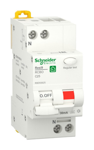 Дифавтомат Schneider Electric Resi9 1P+N 25А ( C ) 6 кА, 30 мА ( A ), R9D55625