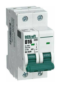 Автоматический выключатель без теплозащиты DEKraft ВА-103M 2P 25А (D) 6кА, 12549DEK