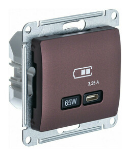 Розетка USB type C Systeme Electric GLOSSA, скрытый монтаж, баклажановый, GSL001127
